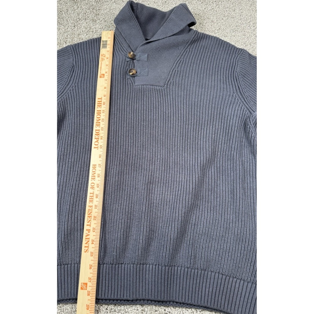 Duluth Trading Co‎ Sweater Brigadier Shawl Collar Wool Blend Knit Blue Gray Lg - Picture 5 of 6
